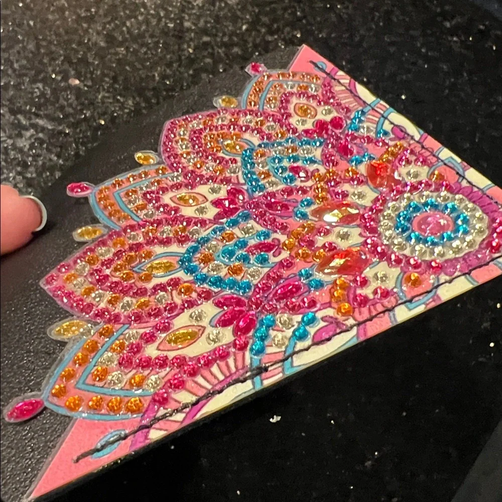 Colorful Handmade Mandala Leather like Corner Bookmark  Diamond Art